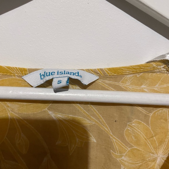 Blue Island Beach Cover Up Dress Floral Flutter‎ Sleeves Women Small - Picture 4 of 5